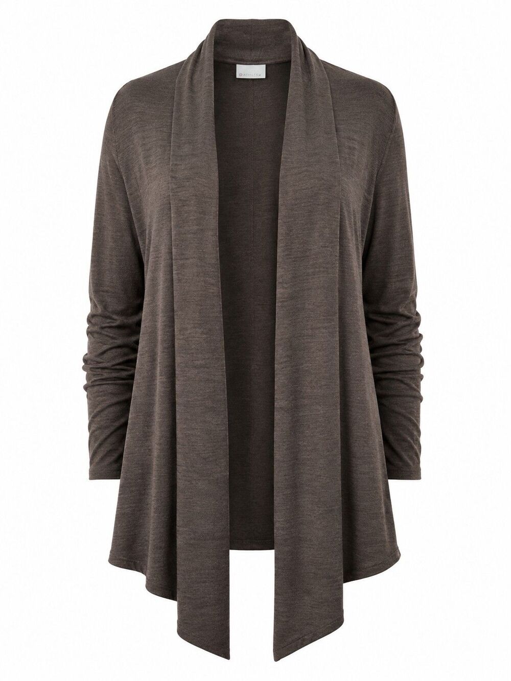 ATHLETA Studio Wrap Cardigan Stretchy Knit Womens Brown Medium Open Front